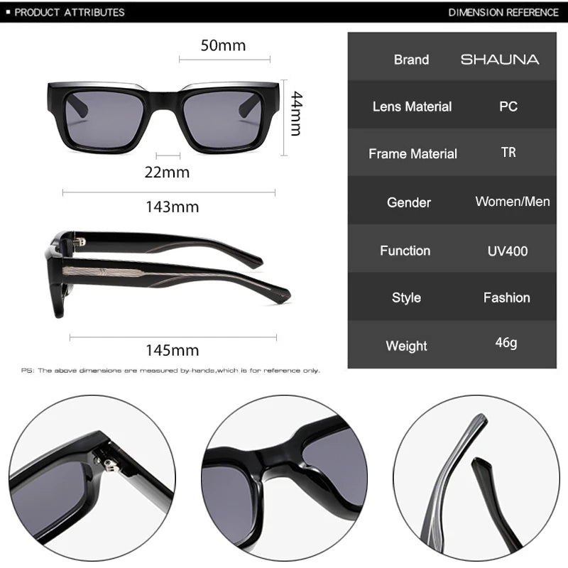 SHAUNA Ins Popular Fashion Square Women Luxury Sunglasses Retro Gradient Shades UV400 Men Trending Green Sun Glasses