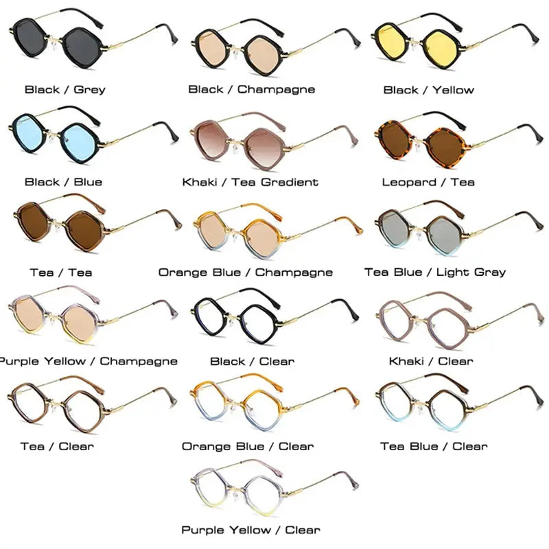 SHAUNA retro small polygon square sunglasses in 16 frame colorways with gradient or tinted lenses – Astroshadez