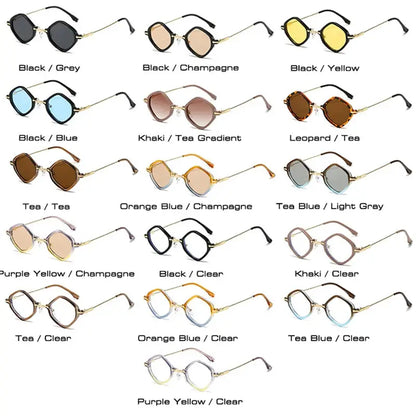 SHAUNA retro small polygon square sunglasses in 16 frame colorways with gradient or tinted lenses – Astroshadez