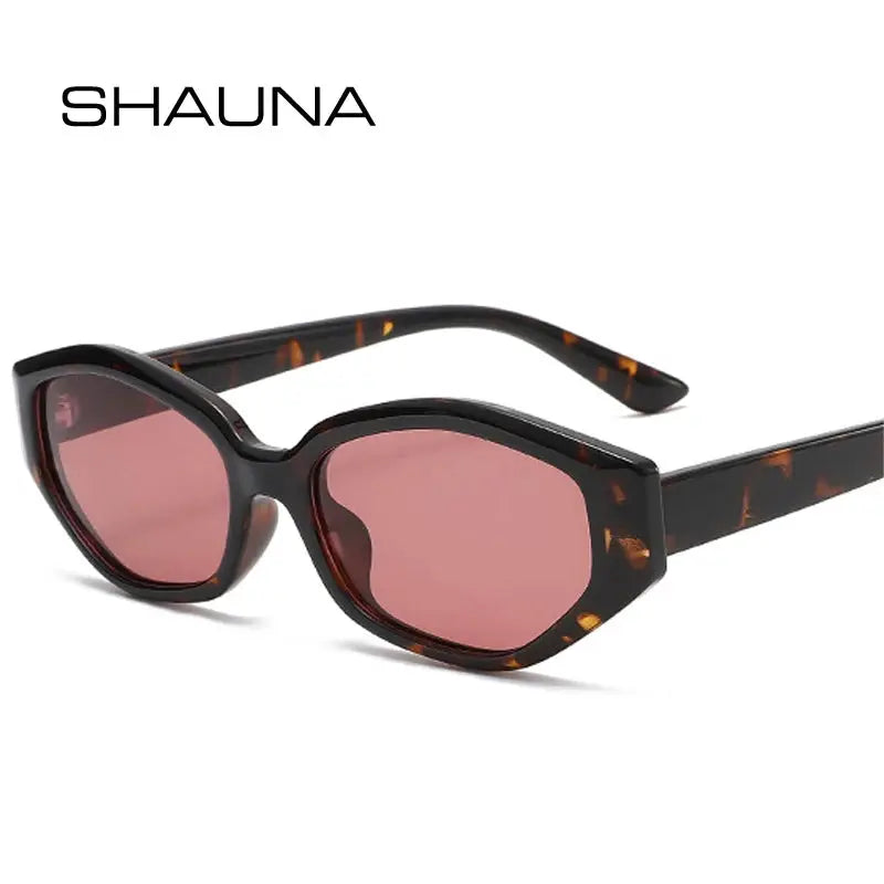 SHAUNA retro polygon cat-eye sunglasses with tortoiseshell frame and pink gradient lenses – Astroshadez