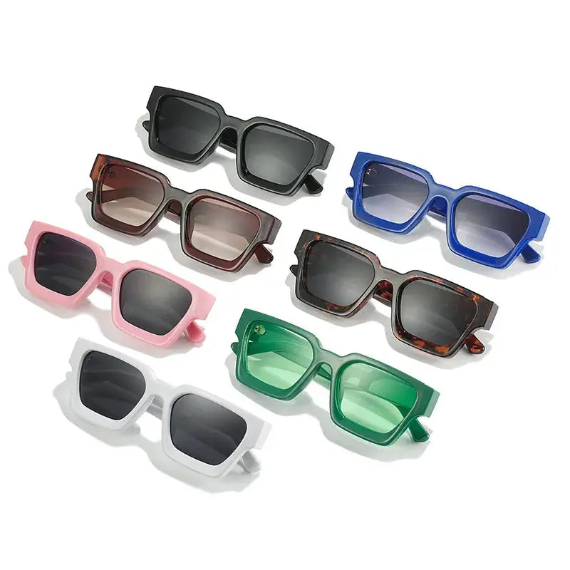 SHAUNA Ins Popular Women Square Sunglasses: seven square-frame styles in black, blue, pink, white, green – Astroshadez