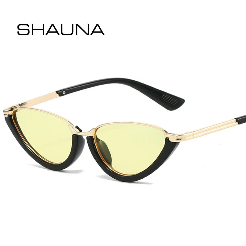 SHAUNA Retro Small Cat Eye Women Sunglasses Fashion Clear Ocean Lens Shades UV400 Men Trending Punk Gradient Sun Glasses