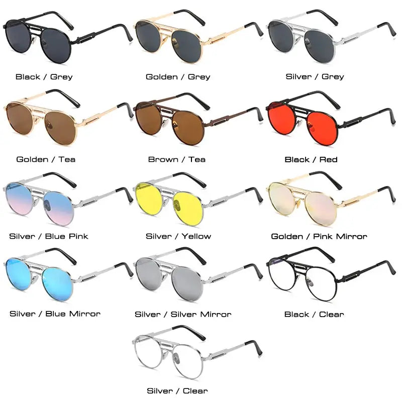 SHAUNA retro metal round sunglasses in 15 color combos (frame and lens) – Astroshadez