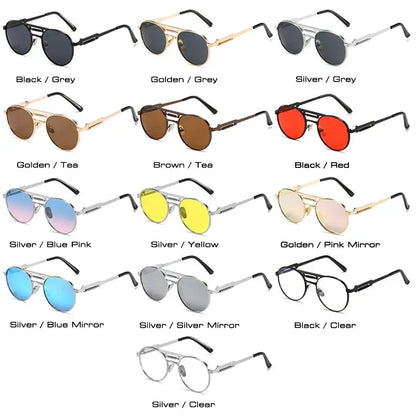 SHAUNA retro metal round sunglasses in 15 color combos (frame and lens) – Astroshadez