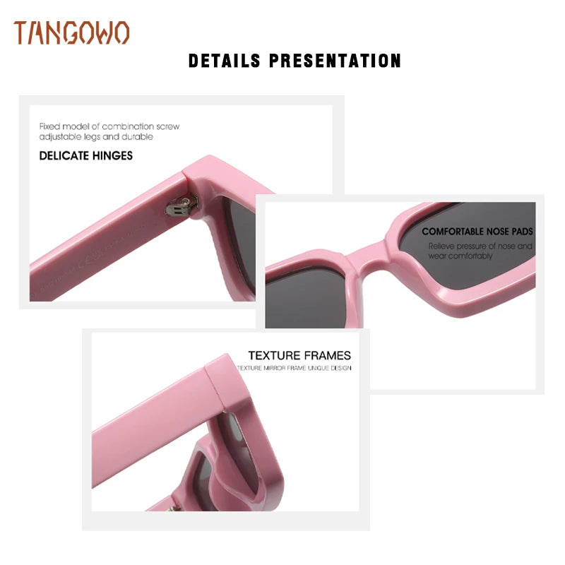 TANGOWO Sunglasses For Street Photography And Beach Unisex Trips Driving Plastic Fashion Square Frame Accessories Glasses Trendy