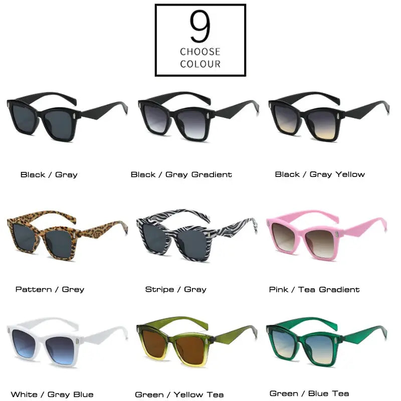 SHAUNA cat-eye sunglasses collection in nine colorways with gradient and solid lenses; retro rivet frame – Astroshadez