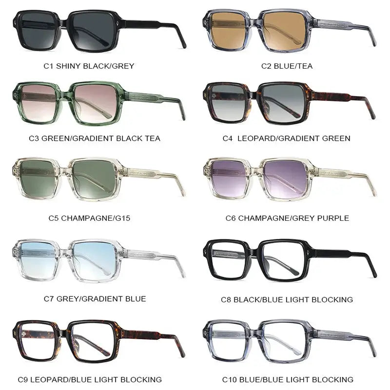 SHAUNA square sunglasses set: 10 frame colors (C1–C10) with gradient and solid lenses – Astroshadez