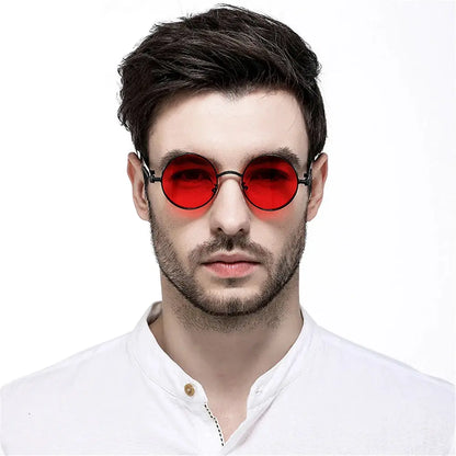 VIVIBEE Vintage Steampunk Red Sunglasses Men Round Punk Alloy Metal Retro Sun Glasses Women 2026 Goggles Gothic Style Shades by ASTROSHADEZ.COM