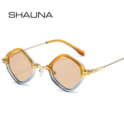 SHAUNA polygon-square sunglasses with amber translucent frame and ocean gradient lenses – Astroshadez