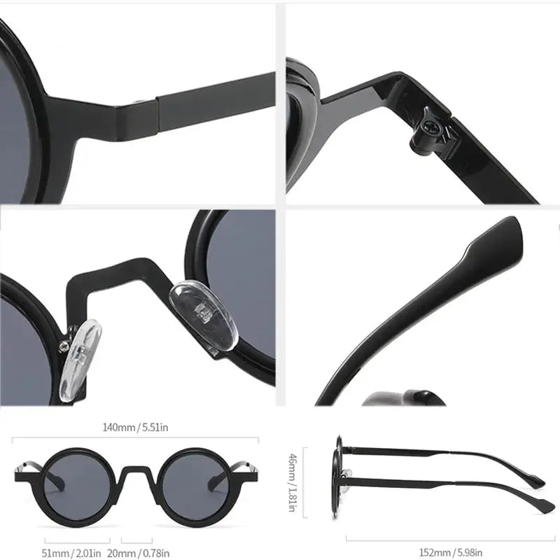 SHAUNA retro small round metal sunglasses with double-color frame and gray tinted UV400 lenses– Astroshadez