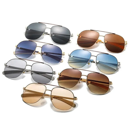 SHAUNA Retro Metal Double Bridges Pilot Sunglasses set of seven aviator frames with gradient lenses – Astroshadez