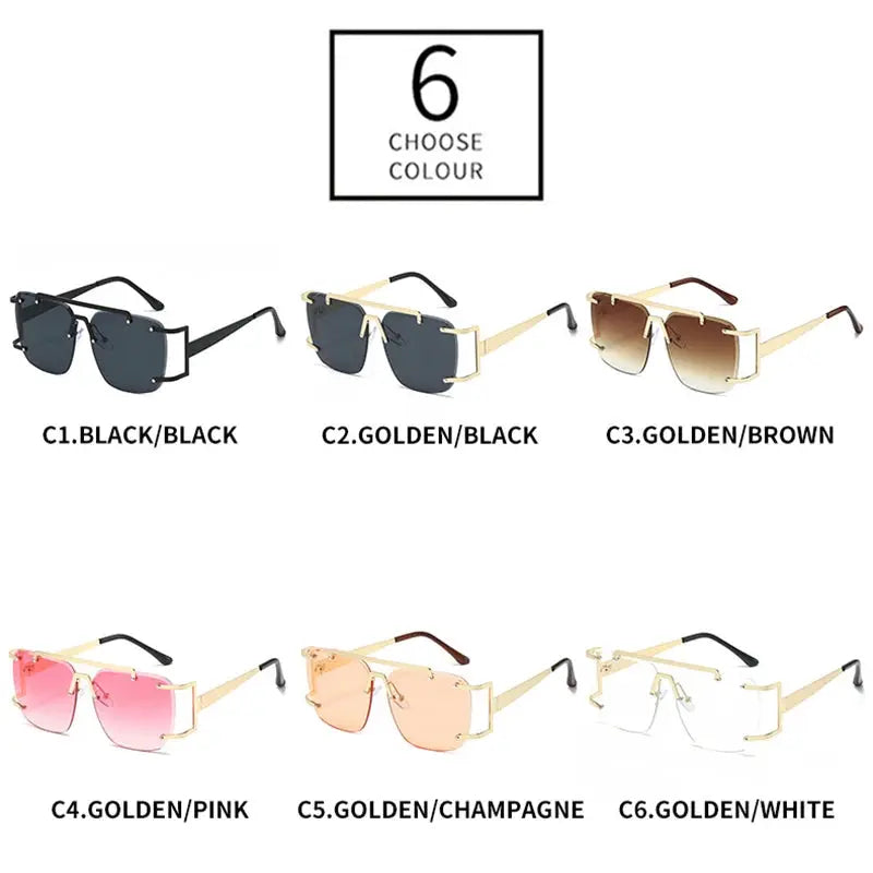 SHAUNA retro square metal sunglasses with double bridge and gradient lenses in 6 colorways – Astroshadez
