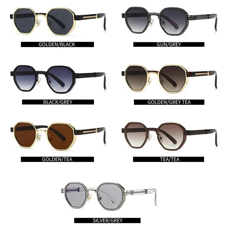 SHAUNA polygon metal square sunglasses in seven colorways with gradient lenses – Astroshadez