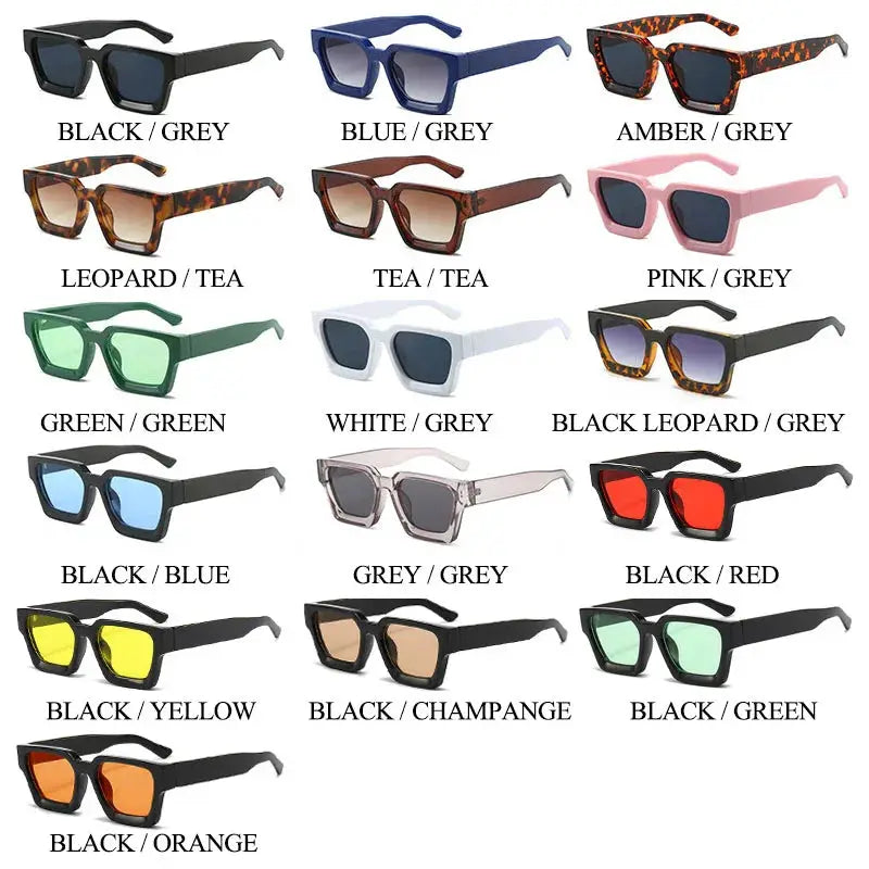 SHAUNA square sunglasses assortment in 18 colorways with bold acetate frames and tinted lenses – Astroshadez