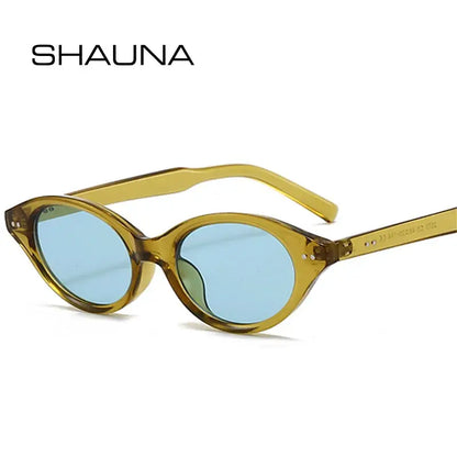 SHAUNA cat-eye sunglasses with translucent amber frame, blue lenses and rivet accents – Astroshadez