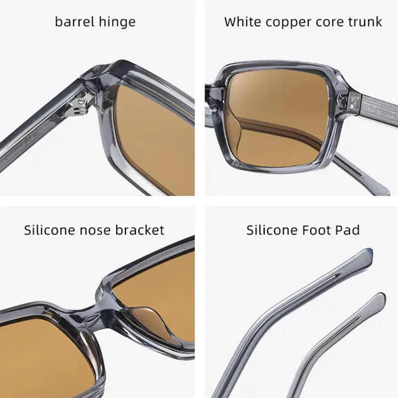 SHAUNA square women's luxury sunglasses with clear brown gradient lenses and translucent gray frame – Astroshadez