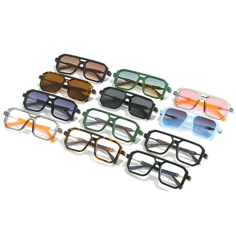 SHAUNA double-bridge square sunglasses in assorted frame colors with gradient lenses (12 pairs) – Astroshadez