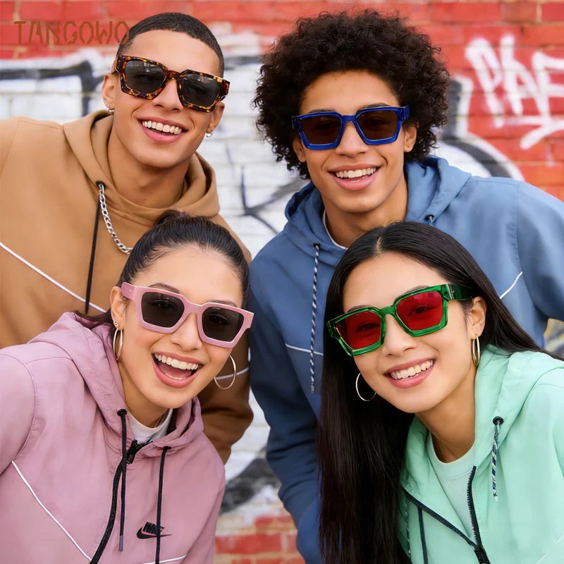 TANGOWO Sunglasses For Street Photography And Beach Unisex Trips Driving Plastic Fashion Square Frame Accessories Glasses Trendy