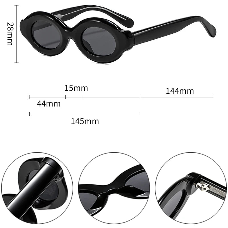 SHAUNA Retro Oval Punk Women Men Polarized Sunglasses Shades UV400