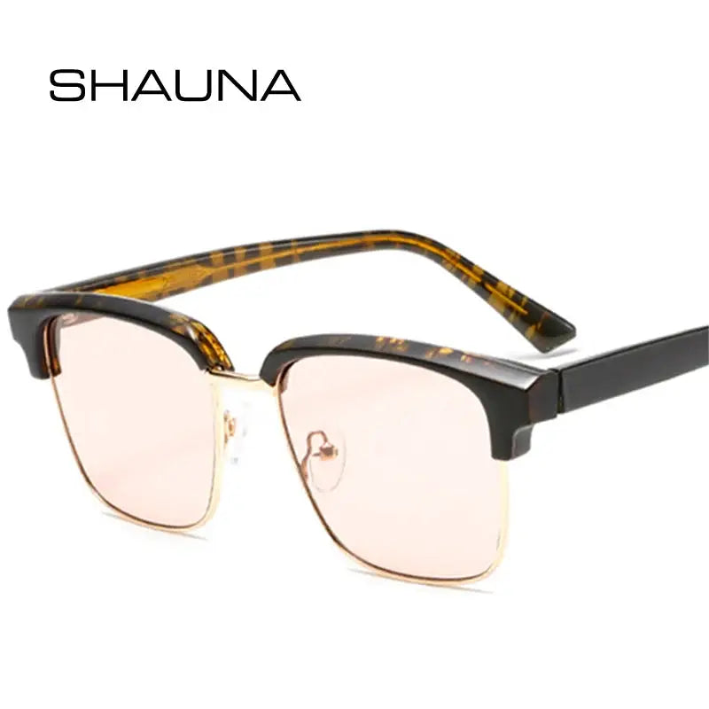 SHAUNA Retro Square Semi-Metal Sunglasses with tortoiseshell frame and pink gradient lenses – Astroshadez