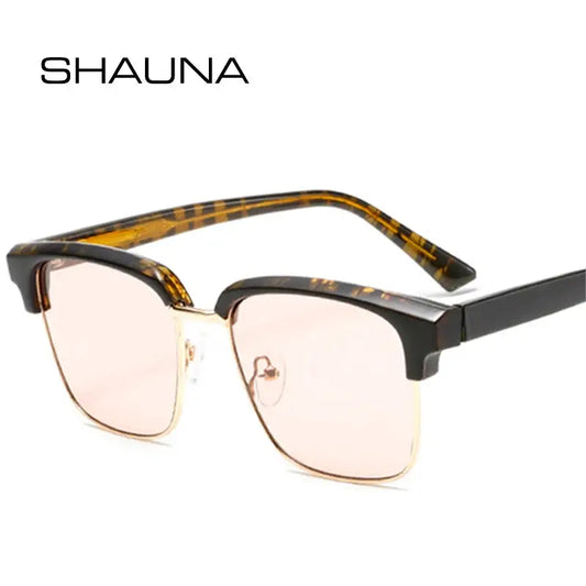 SHAUNA Retro Square Semi-Metal Sunglasses with tortoiseshell frame and pink gradient lenses – Astroshadez