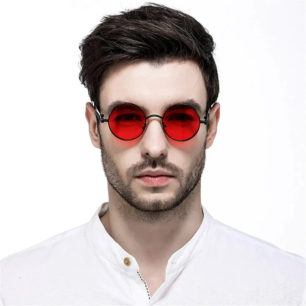 Aurelius Crimson Gold Round Steampunk Sunglasses Astroshadez by ASTROSHADEZ.COM