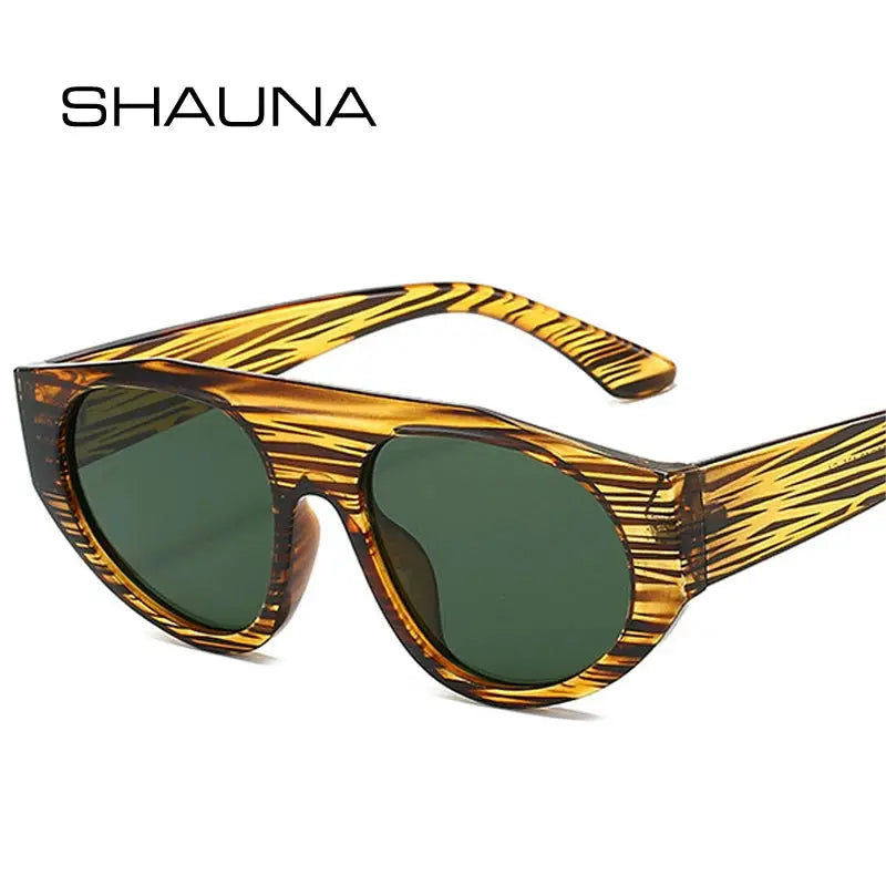 SHAUNA retro round-pilot sunglasses with tortoiseshell frame and green lenses – Astroshadez
