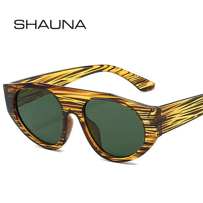 SHAUNA retro round-pilot sunglasses with tortoiseshell frame and green lenses – Astroshadez