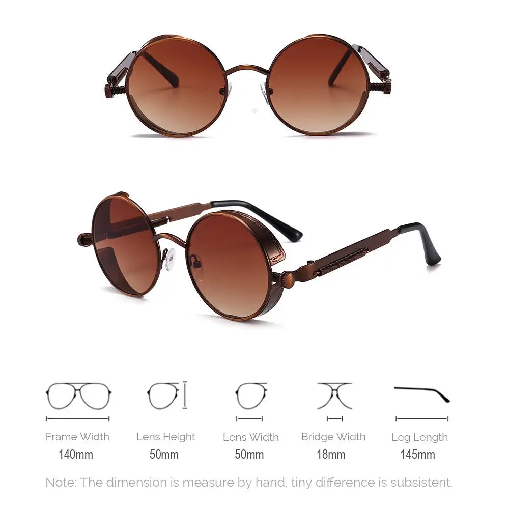 VIVIBEE Vintage Steampunk Red Sunglasses Men Round Punk Alloy Metal Retro Sun Glasses Women 2026 Goggles Gothic Style Shades by ASTROSHADEZ.COM