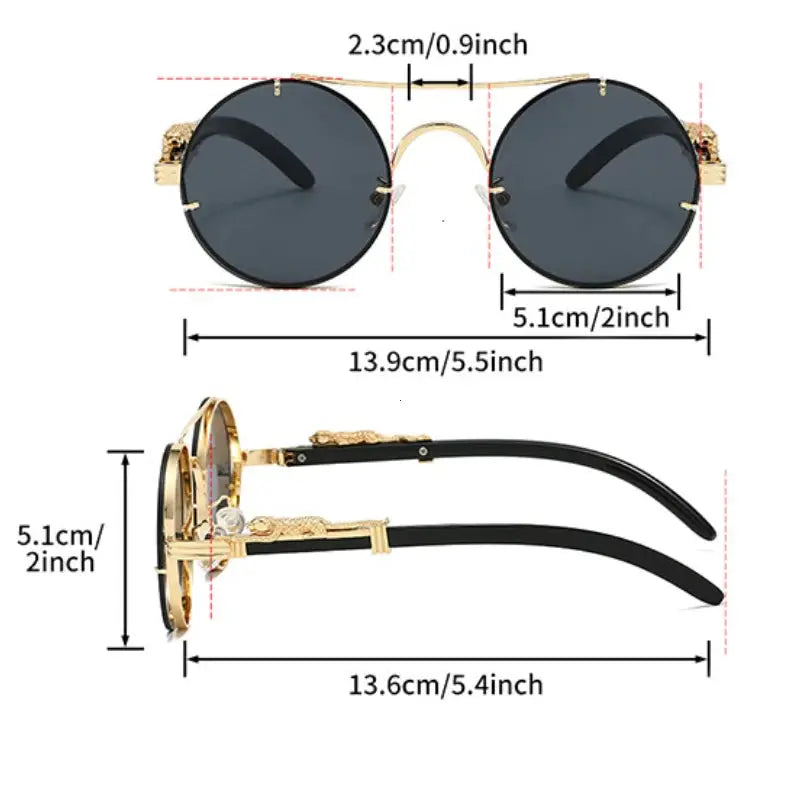 AureonLuxuria Goldtone Round Sunglasses Astroshadez by ASTROSHADEZ.COM