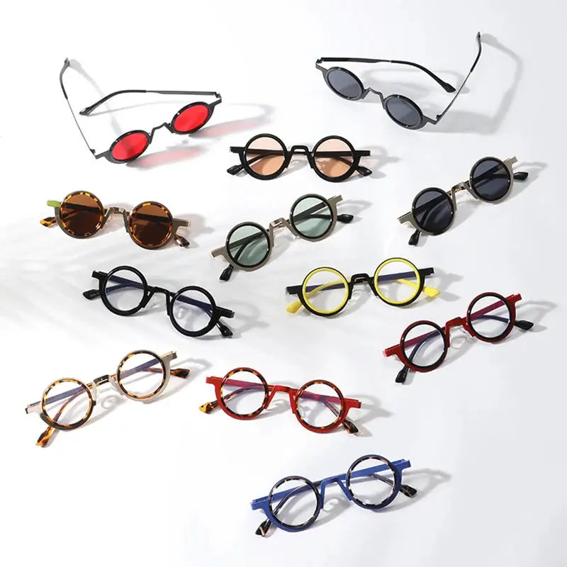 SHAUNA retro round metal sunglasses with UV400 lenses in a double-color frame – Astroshadez