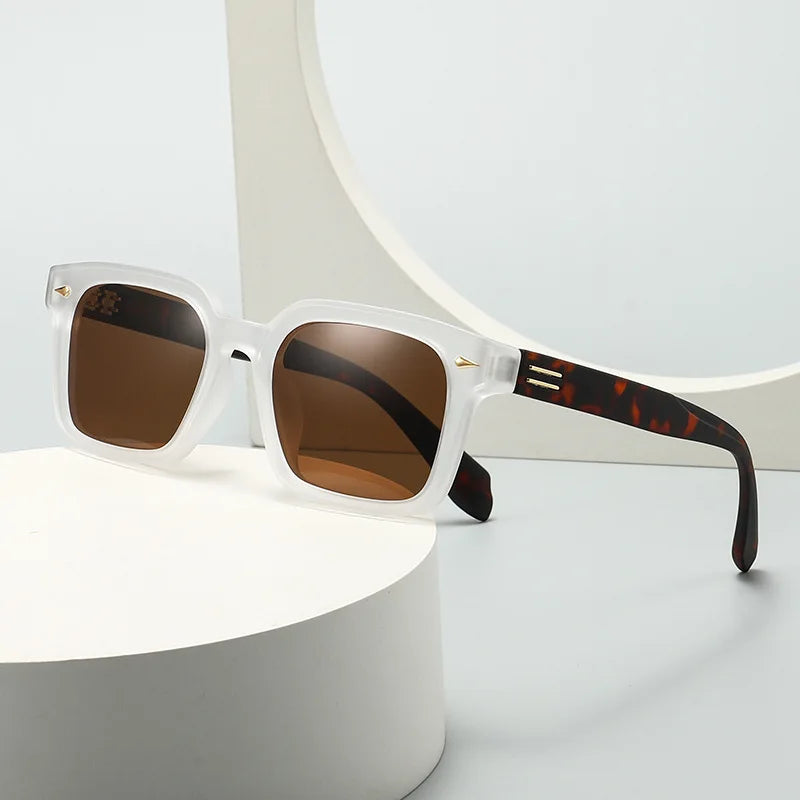 SHAUNA New Square Polarized Sunglasses Men Shades UV400 Retro Rivets Women Trending Punk Outdoor Sun Glasses
