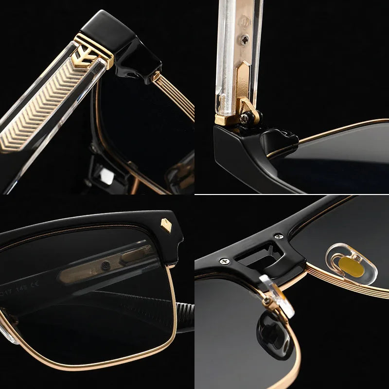 SHAUNA Oversize Half Frames Double Bridges Retro Men Square Sunglasses Fashion Luxury Women Rivets Trending Shades UV400