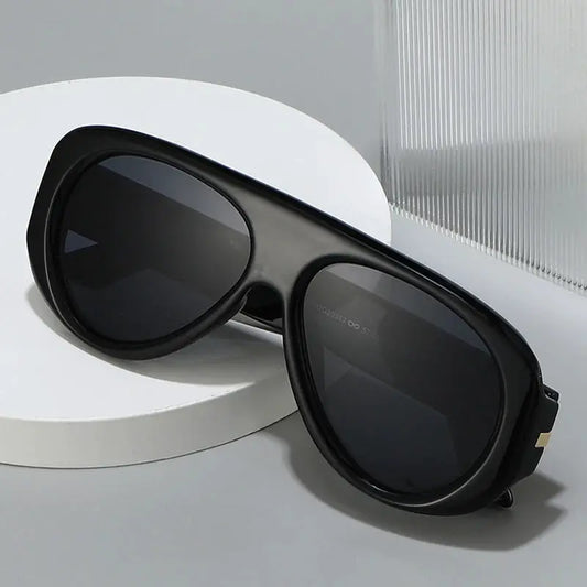 Aurexis Matte Black Blue Mirrored Oversized Sunglasses Astroshadez by ASTROSHADEZ.COM