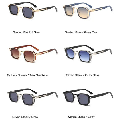 SHAUNA retro square metal sunglasses with gradient lenses; six colorways shown – Astroshadez