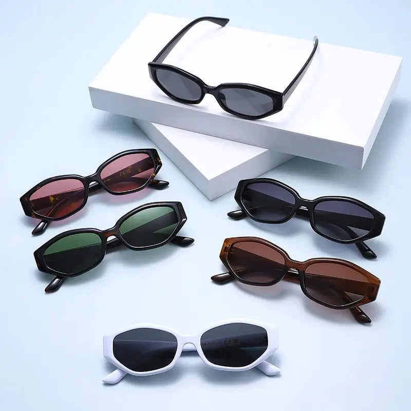 SHAUNA retro polygon cat-eye sunglasses with assorted frame colors and polarized gradient lenses – Astroshadez