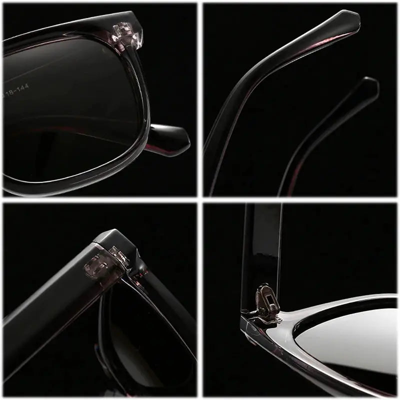 SHAUNA Ins Popular Fashion Square Sunglasses, black translucent frame with dark UV400 lenses, retro style – Astroshadez