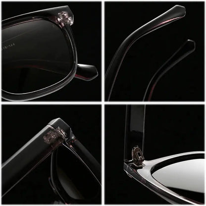 SHAUNA Ins Popular Fashion Square Sunglasses, black translucent frame with dark UV400 lenses, retro style – Astroshadez