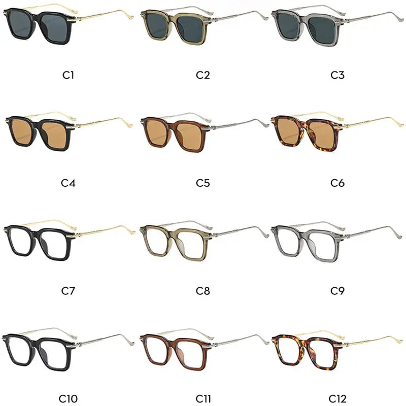 SHAUNA retro square sunglasses in 12 colorways with dark-tinted lenses and mixed frames – Astroshadez