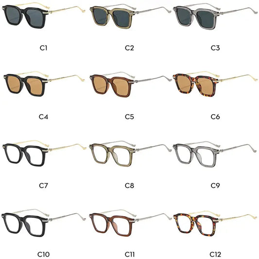 SHAUNA retro square sunglasses in 12 colorways with dark-tinted lenses and mixed frames – Astroshadez
