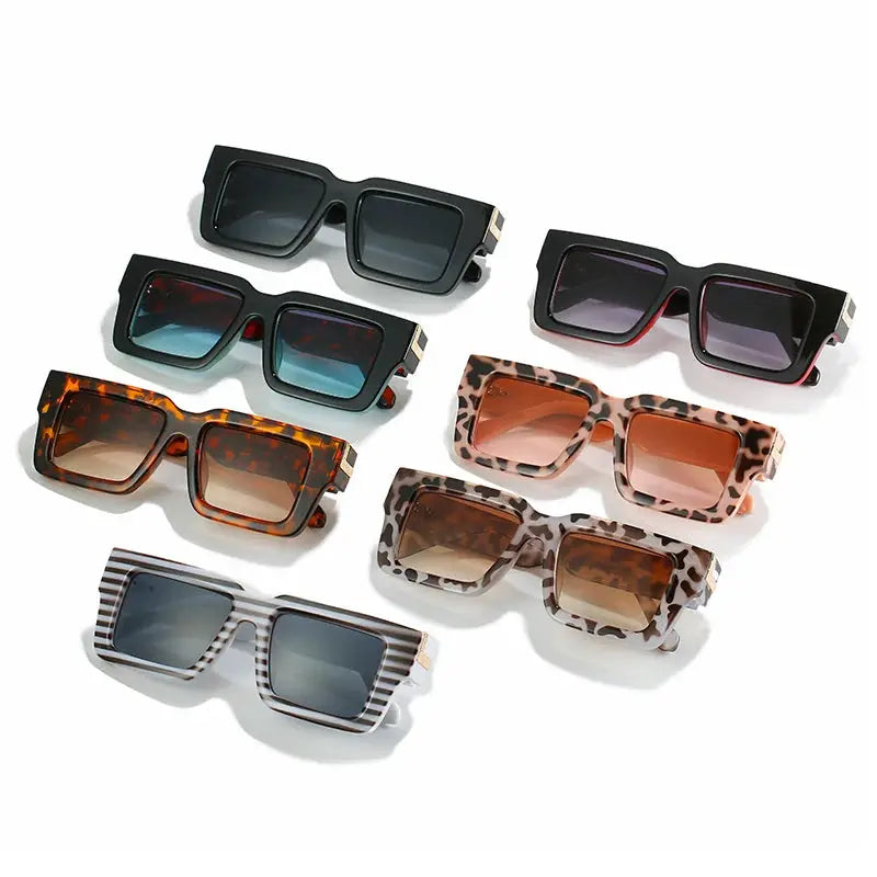 SHAUNA Retro Square Sunglasses: 7 pairs in black, tortoise and leopard patterns with gradient lenses – Astroshadez