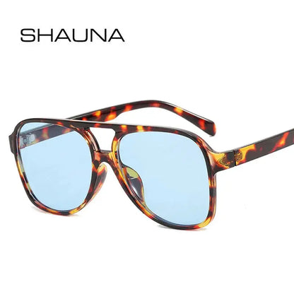 SHAUNA pilot sunglasses, retro tortoiseshell frame with blue lenses – Astroshadez