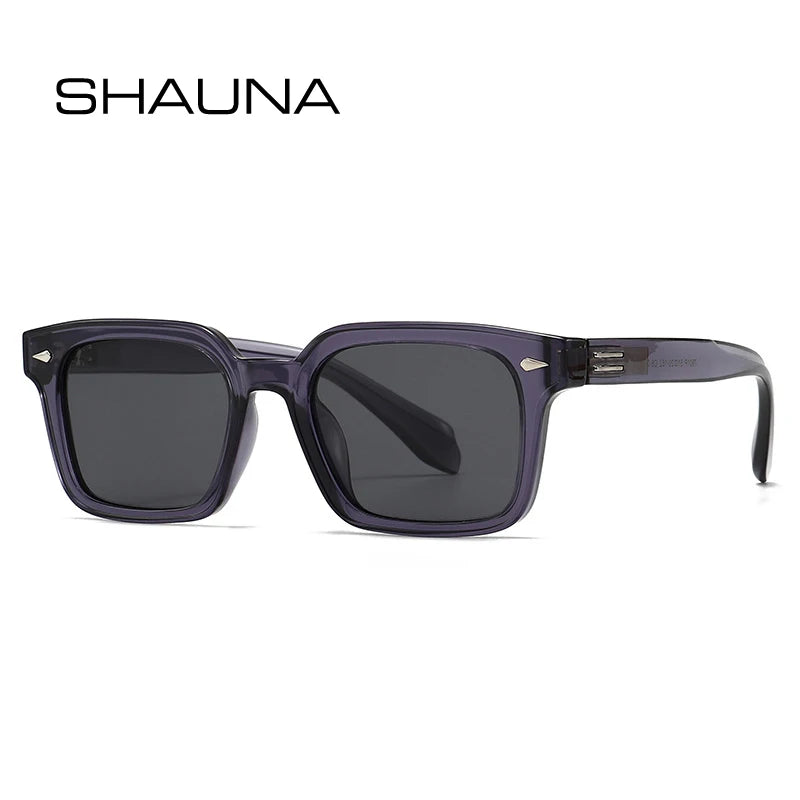 SHAUNA New Square Polarized Sunglasses Men Shades UV400 Retro Rivets Women Trending Punk Outdoor Sun Glasses