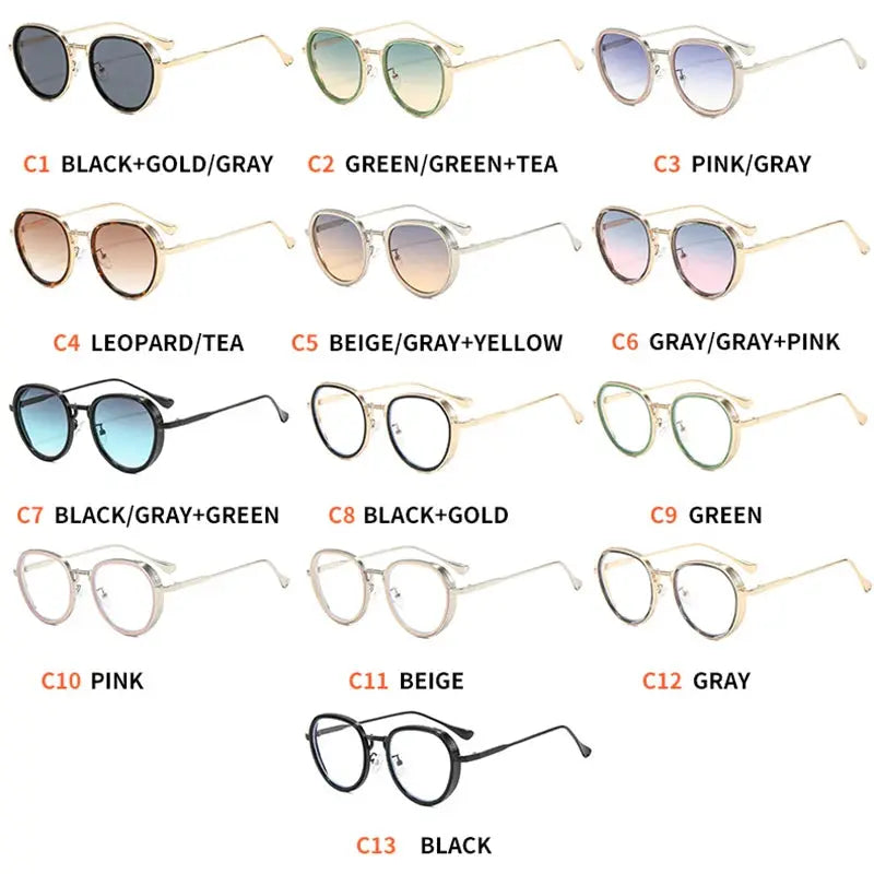 SHAUNA oval metal double-color sunglasses with gradient lenses, 13 colorways shown – Astroshadez