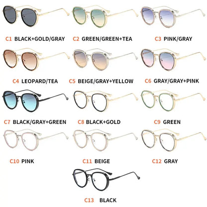SHAUNA oval metal double-color sunglasses with gradient lenses, 13 colorways shown – Astroshadez