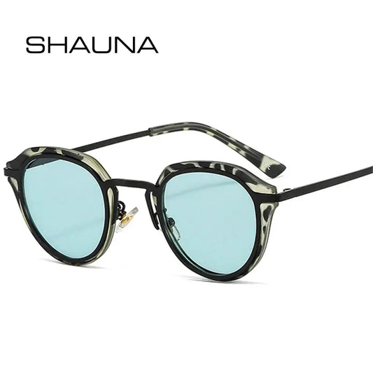 SHAUNA oval sunglasses with leopard-pattern camo frame and light blue lenses – Astroshadez