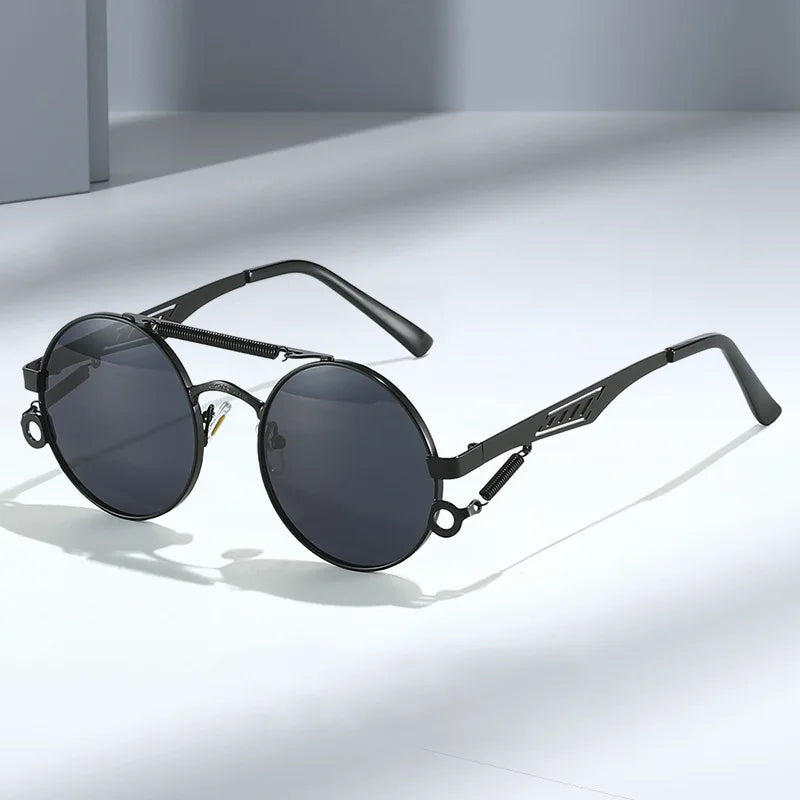 SHAUNA Retro Metal Double Bridges Round Sunglasses Women Fashion Gradient Mirror Eyewear Men Trending Punk Spring Sun Glasses