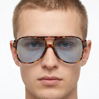 Luxora tortoiseshell aviator sunglasses with blue lenses – Astroshadez