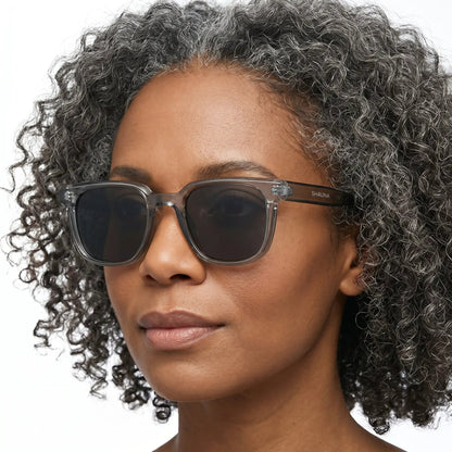 Xylaris black acetate square UV400 sunglasses with dark gray lenses – Astroshadez