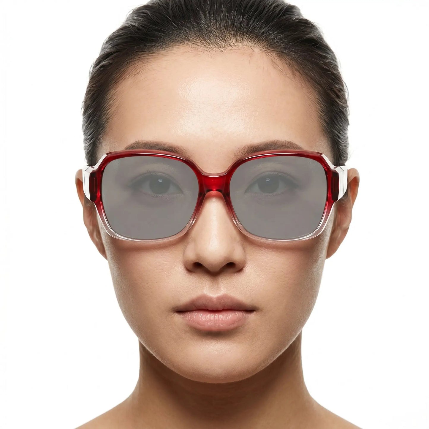 Aurelius red translucent square-frame polarized sunglasses with gray lenses – Astroshadez